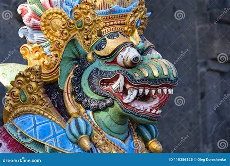 Traditional Balinese Statue Of Barong On A Street Temple In Bali