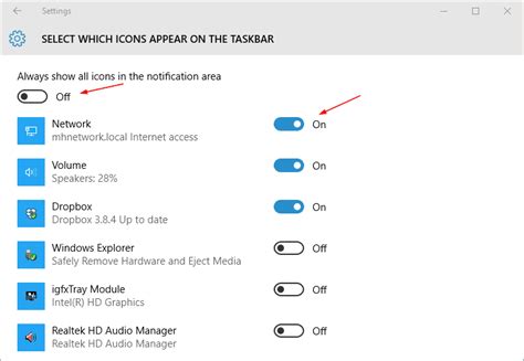 Windows 10 Displaying System And App Icons In Notification Area