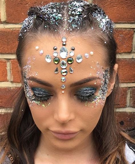 Silver Glitter And Jewels Festival Makeup And Glitter Pinterest
