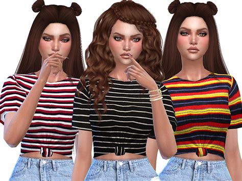 Cute Striped T Shirts Collection By Pinkzombiecupcakes At Tsr Sims 4