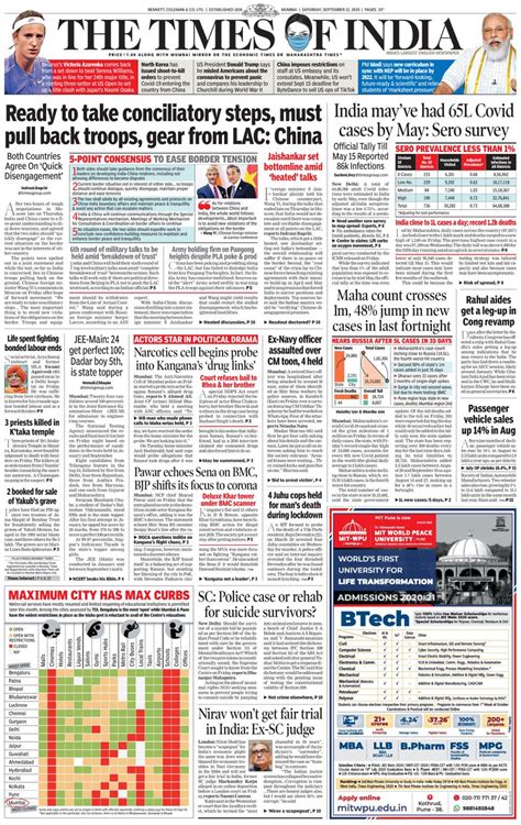 The Times of India Mumbai-September 12, 2020 Newspaper