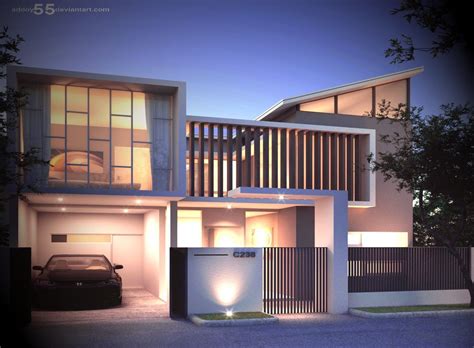 Tampilan Fasad Gambar Rumah Minimalis Modern Lantai In Desain Depan Rumah Desain Fasad