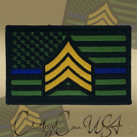 Challengecoinusa Thin Blue Line Sgt Gold Patch For Your Patch Project