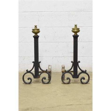 Large Antique Fireplace Andirons