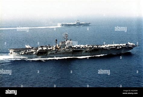 USS John F Kennedy CV 67 And USS Saratoga CV 60 Underway C1991