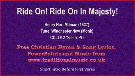 Ride On Ride On In Majesty Hymn Lyrics And Music Youtube