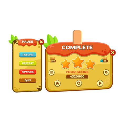 Level Up Game Vector Art Png Complete Set Of Level Button Game Pop Up