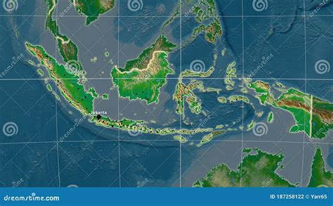 Indonesia Physical Composition Borders Stock Illustration