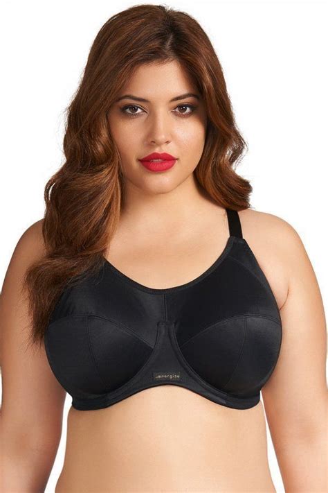 New Elomi Energise 8040 Black Sports Bra Underwire Full Bust Bras To F Cup Underwire Sports