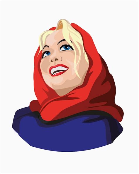 Premium Vector Beautiful Blonde Girl In A Red Scarf