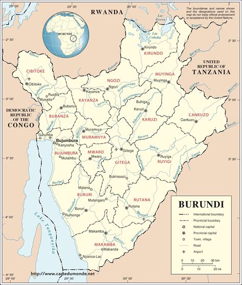 Duży Mapa Burundi Na Mapie świata