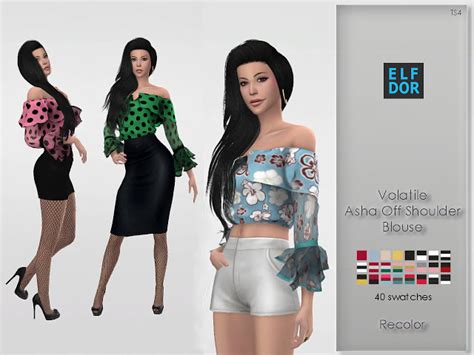 Volatile Asha Off Shoulder Blouse Recolor The Sims 4 Catalog