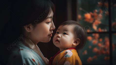 Fondo Madre China Y Su Hija Mirándose Fondo Imagen De Bebe Y Madre