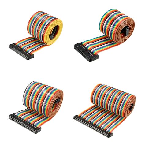 Uxcell 1pcs Idc 16p 20p 26p 64p 40 Pins Wire Flat Flexible Rainbow