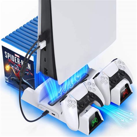 Oivo Ps5 Stand With Suction Cooling Fan And Dual Controller Charger