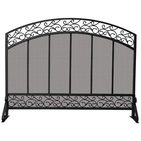The uniflame bronze series of fireplace accessories emphasizes superior craftsmanship. Uniflame Single Panel Black Fireplace Screen w/ Hammered ...