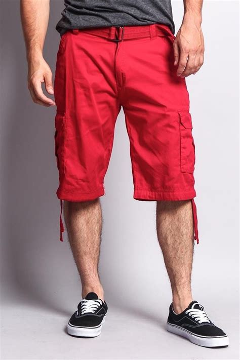 Solid Color Ripstop Belted Cargo Shorts In 2021 Cargo Shorts Mens