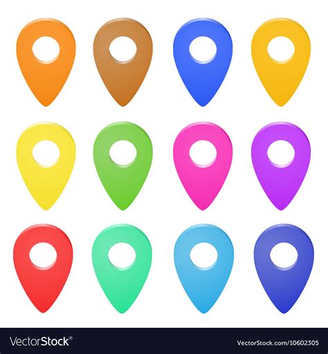 Set Colour Map Location Signs Markers Royalty Free Vector