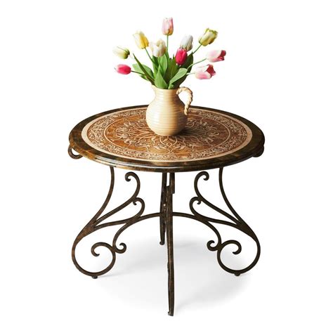 Traditional Round Foyer Table Fossil Stone Стол