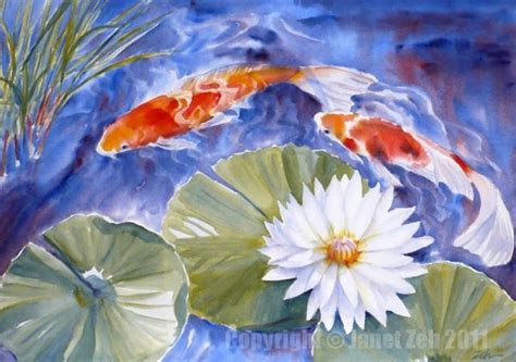 Zeh Original Art Blog Watercolor And Oil Paintings Koi In A Lily Pond
