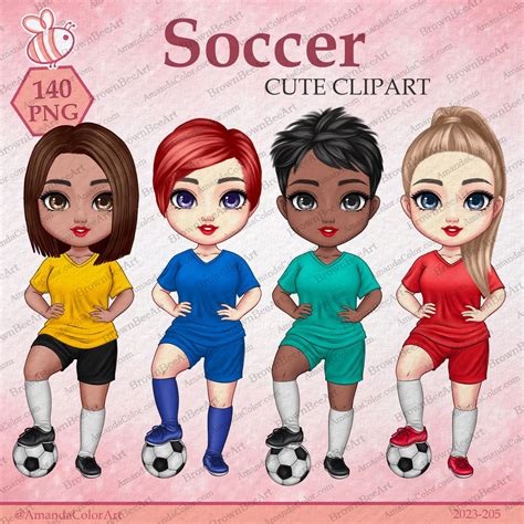 Soccer Girl Clipart Football Clipart Chibi Clipart Amandacolor