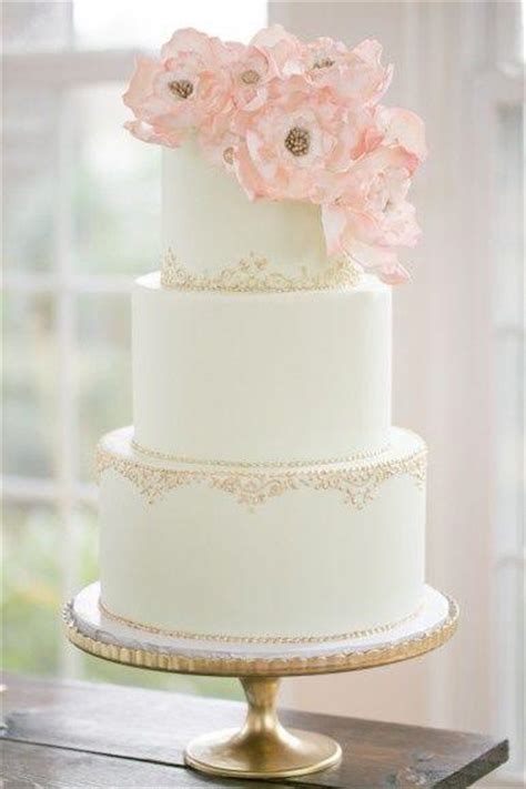 Blush Wedding Simple Cake With Beautiful Flowers