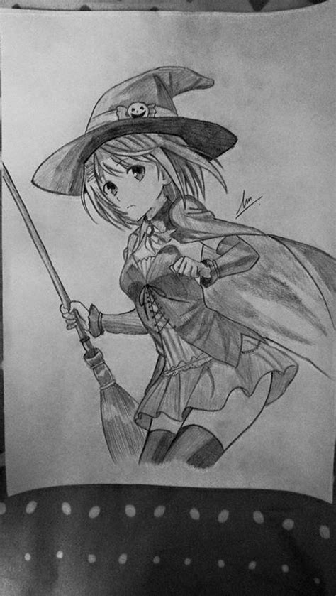 Little Witch Anime Girl Pencil Drawing By Ngoocm On Deviantart