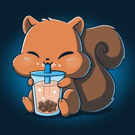 Squirrel Drinking Boba Cute Animal Drawings Cute Animal Drawings