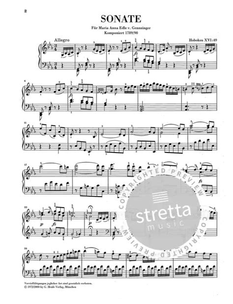 Piano Sonata E Flat Major Hob Xvi49 From Joseph Haydn Buy Now In