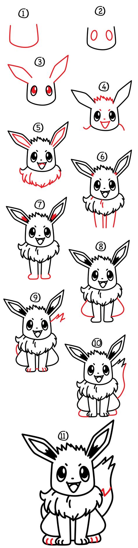 How To Draw Pokemon Eevee Step By Step Easy And Cute