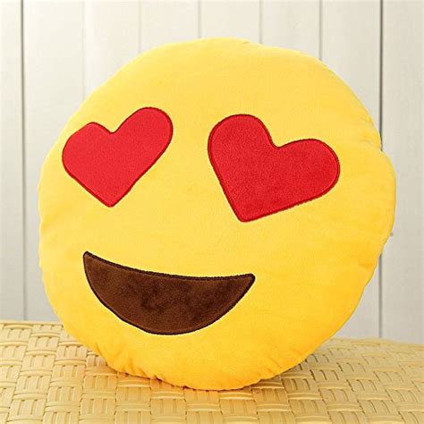 Buy Leegoal 32cm Emoji Smiley Emoticon Yellow Round Cushion Pillow