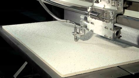 These fashionable squares are lightweight and offer subtle style at a relatively good value. Water-jet cutting Ceiling Tile - YouTube