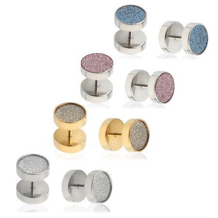 Fake Plugs Glitter Piercing Plug G Gauge Stainless Steel Cheater Stud Earring Pieces
