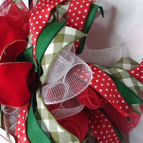Holiday  Handmade Christmas Wreath Deco Mesh And Ribbon  Poshmark