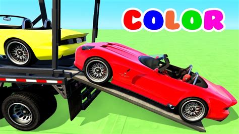 Fun Color Cars Transportation In Spiderman Cartoon For Kids Learn