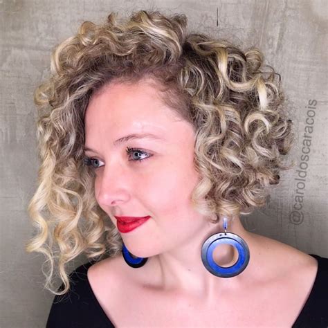 Asymmetrical Curly Blonde Balayage Bob Curly Hair Styles Naturally