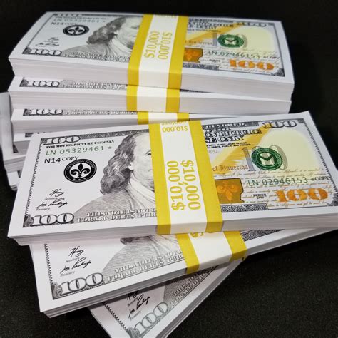 100k Full Print Realistic Prop Money Fake 100 Dollar Bills Real Cash Replica Paper Money Us