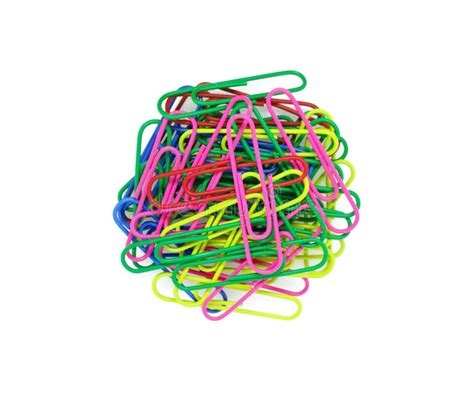 Stack Of Colorful Paper Clips On White Background Many Decorative