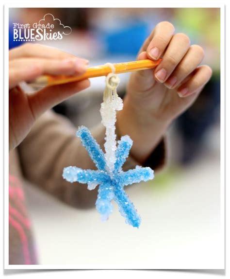 First Grade Blue Skies Borax And Water Snowflake With Printable Sheet