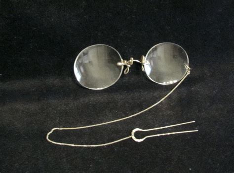 Pince Nez Eyeglasses Victorian Spectacles 14k White Gold 1800s Shur On