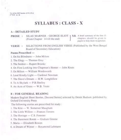 Wbbse Class Ix English Syllabus 2023 2024 Eduvark