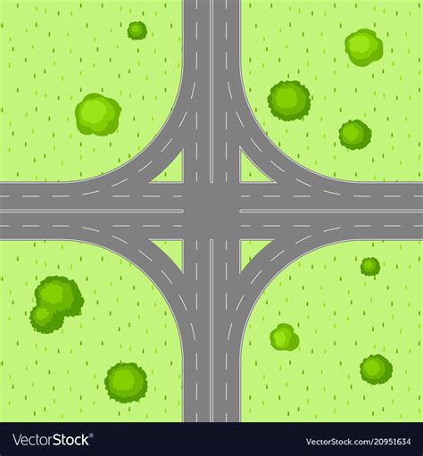 Top View Of Road Junction Royalty Free Vector Image