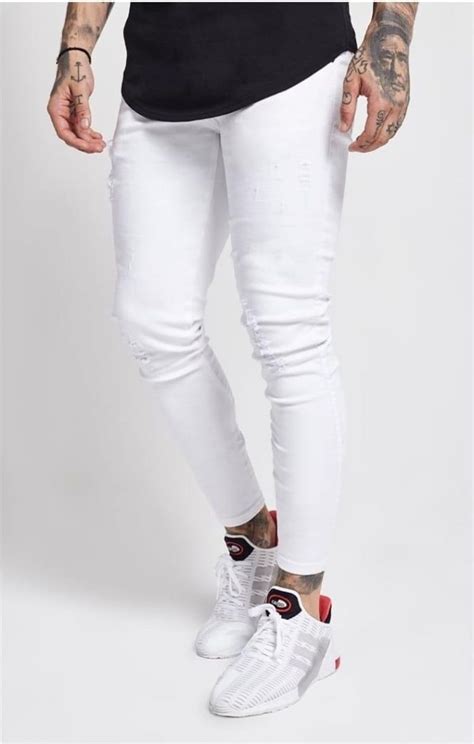 Skinny Distressed Denim White With Images White Jeans Men Men