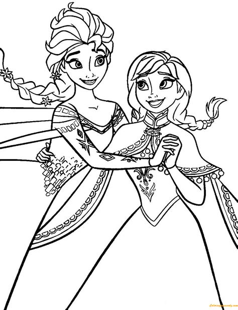 Elsa And Anna Coloring Pages Coloring Home Anna Elsa Coloring2