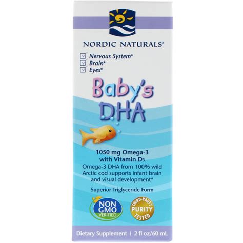 Nordic Naturals Babys Dha With Vitamin D3 2 Fl Oz 60 Ml By Iherb