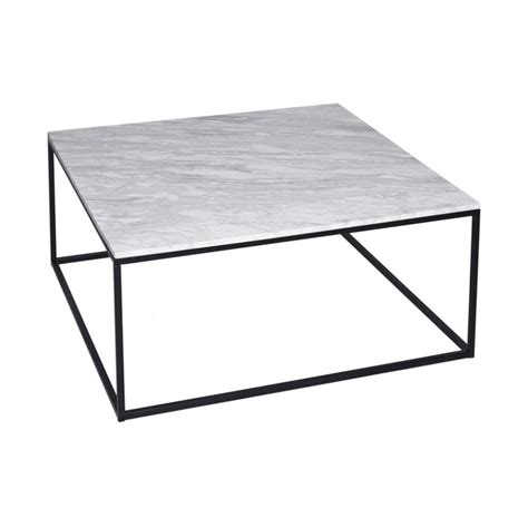 White Marble And Black Metal Contemporary Square Coffee Table