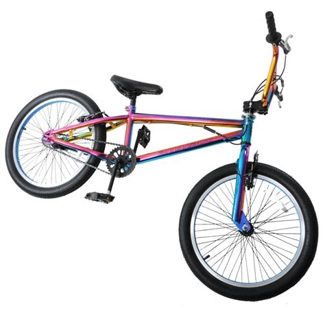 Ammaco Fuzion Bmx 20 Inch Wheel Kids Bike Neon Rainbow