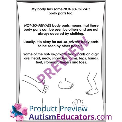 My Body Its Private And Not So Private Parts Social Story Skill