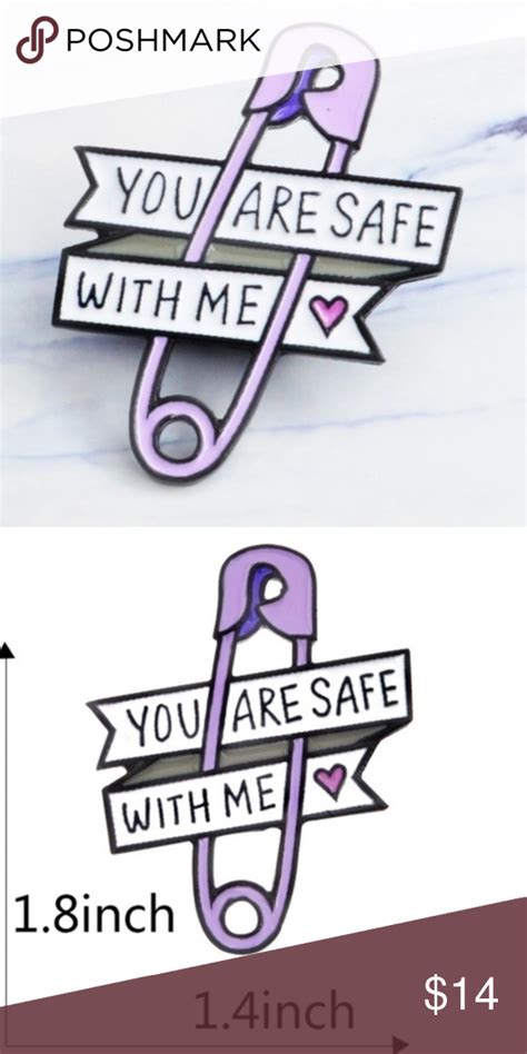 New You Are Safe With Me Lapel Enamel Pin Brooch ️new In Package Large 18” X 14” Pin ️thick