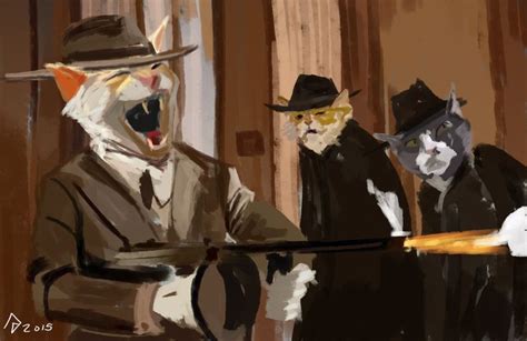 Mad Cat Mafia By Andrewdoris Cats Mafia Painting